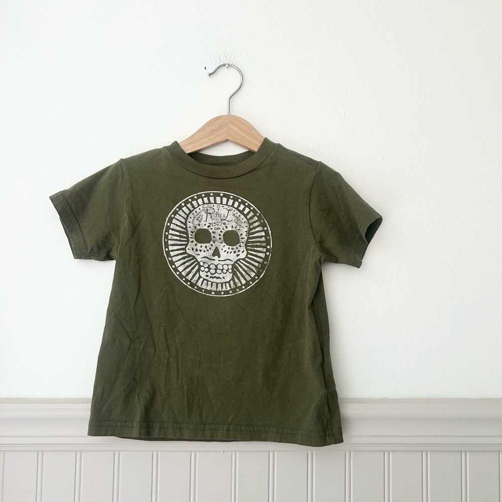 Polo by Ralph Lauren Boys 2T Toddler Green Sugar Skull Short Sleeve Cotton Tee